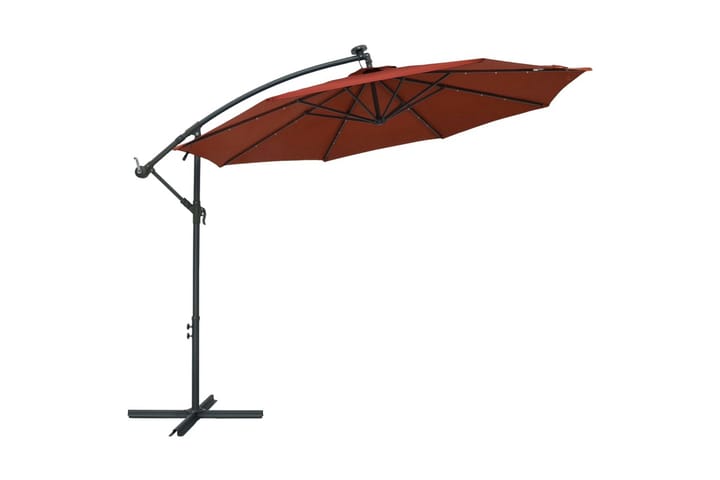 Aurinkovarjo LED-valoilla ja teräspylväällä terrakotta - Oranssi - Aurinkovarjo