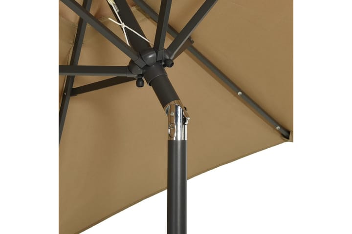 Aurinkovarjo LED-valoilla ruskeanharmaa 200x211 cm alumiini - Aurinkovarjo