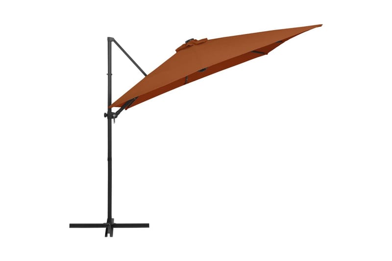 Aurinkovarjo LED-valoilla terrakotta 250x250 cm - Puutarhakalusteet - Aurinkosuoja - Aurinkovarjo
