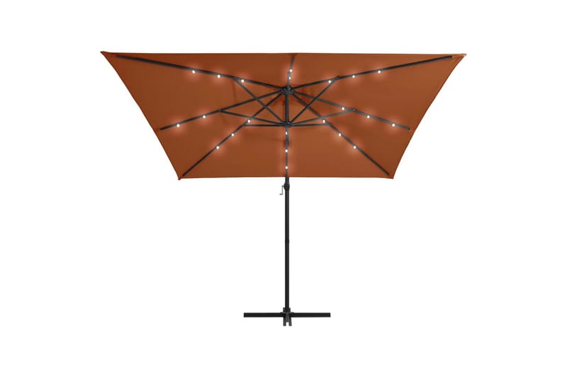 Aurinkovarjo LED-valoilla terrakotta 250x250 cm - Puutarhakalusteet - Aurinkosuoja - Aurinkovarjo