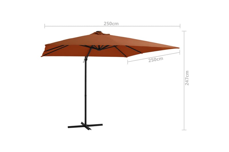 Aurinkovarjo LED-valoilla terrakotta 250x250 cm - Puutarhakalusteet - Aurinkosuoja - Aurinkovarjo