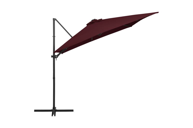 Aurinkovarjo LED-valoilla viininpunainen 250x250 cm - Puutarhakalusteet - Aurinkosuoja - Aurinkovarjo