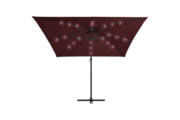 Aurinkovarjo LED-valoilla viininpunainen 250x250 cm - Aurinkovarjo