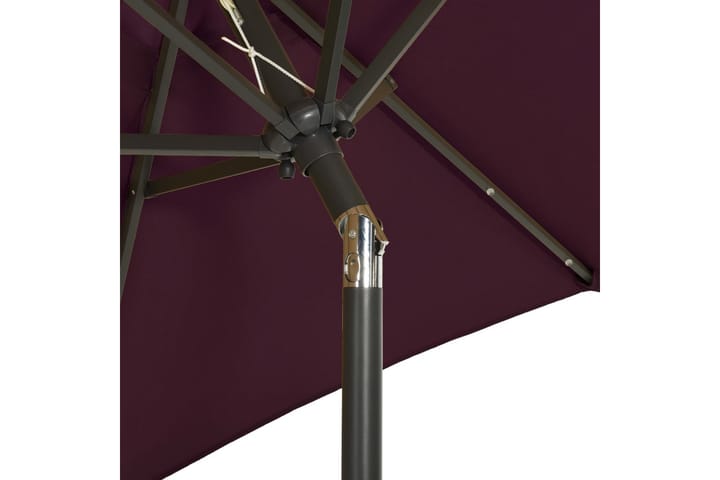 Aurinkovarjo LED-valolla viininpunainen 200x211 cm alumiini - Aurinkovarjo