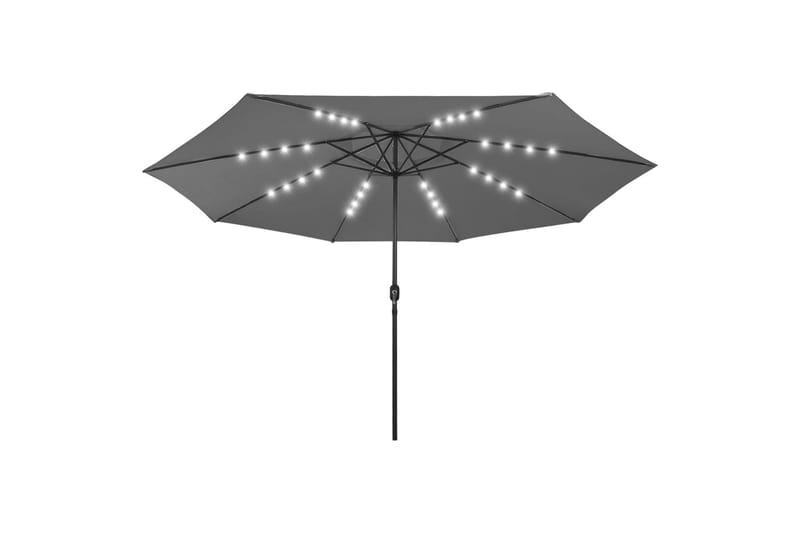 Aurinkovarjo LED-valot ja metallitanko 400 cm antrasiitti - Puutarhakalusteet - Aurinkosuoja - Aurinkovarjo