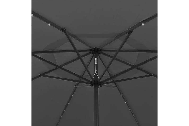 Aurinkovarjo LED-valot ja metallitanko 400 cm antrasiitti - Puutarhakalusteet - Aurinkosuoja - Aurinkovarjo