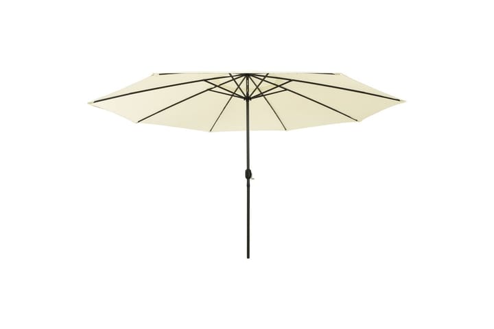 Aurinkovarjo LED-valot ja metallitanko 400 cm hiekka - Aurinkovarjo