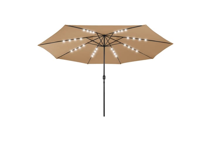 Aurinkovarjo LED-valot ja metallitanko 400 cm ruskeanharmaa - Aurinkovarjo