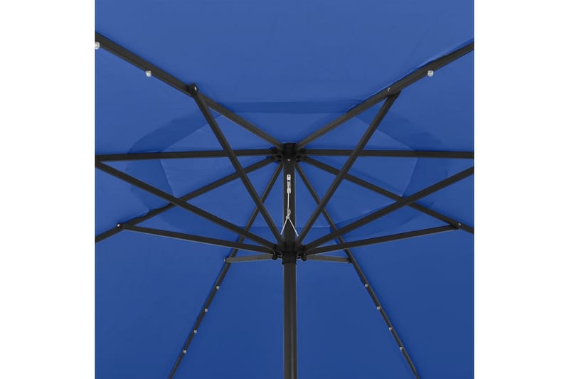 Aurinkovarjo LED-valot ja metallitanko 400 cm taivaansininen - Puutarhakalusteet - Aurinkosuoja - Aurinkovarjo