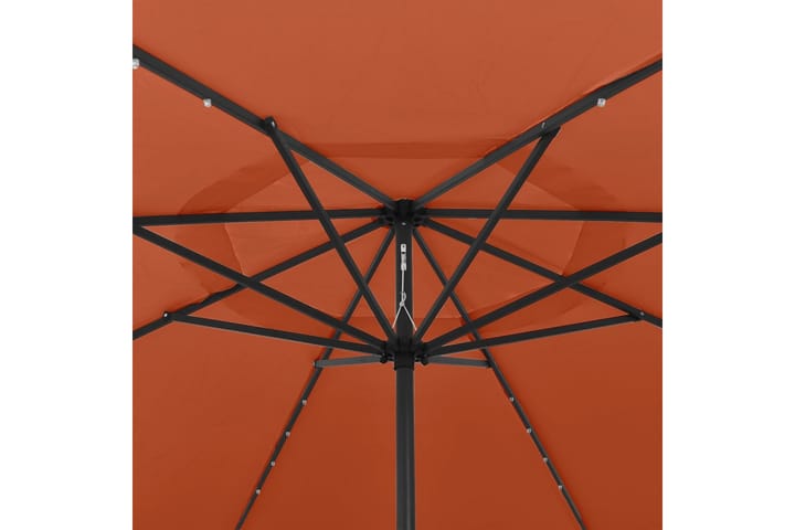 Aurinkovarjo LED-valot ja metallitanko 400 cm terrakotta - Aurinkovarjo