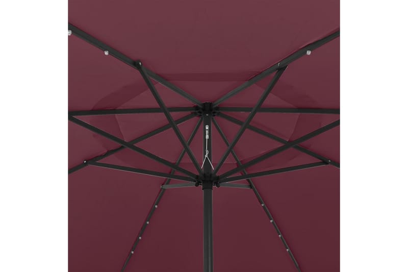 Aurinkovarjo LED-valot ja metallitanko 400 cm viininpunainen - Puutarhakalusteet - Aurinkosuoja - Aurinkovarjo