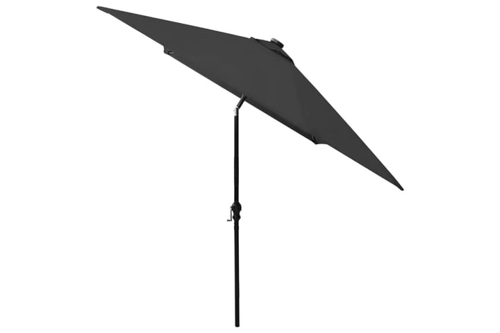 Aurinkovarjo LED-valot ja terästanko 2x3 m musta - Aurinkovarjo