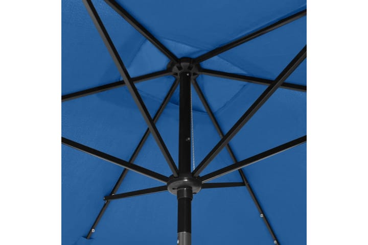 Aurinkovarjo LED-valot ja terästanko 2x3 m taivaansininen - Aurinkovarjo