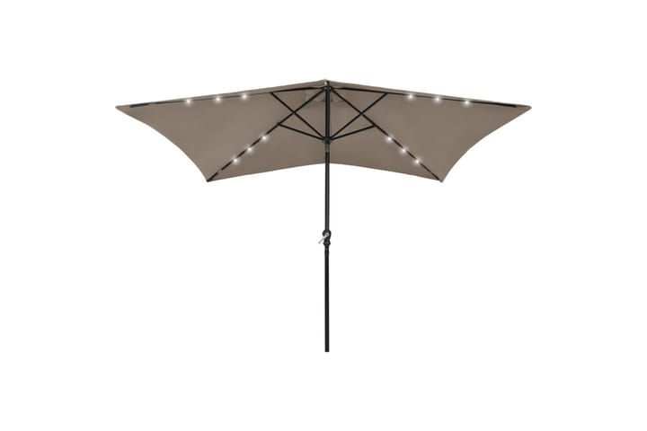Aurinkovarjo LED-valot ja terästanko ruskeanharmaa 2x3 m - Aurinkovarjo