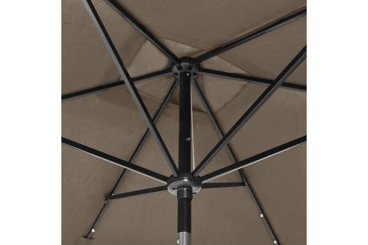 Aurinkovarjo LED-valot ja terästanko ruskeanharmaa 2x3 m - Aurinkovarjo