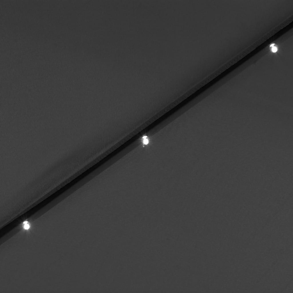 Aurinkovarjo LED-valot terästanko 300 cm antrasiitti - Antrasiitti - Puutarhakalusteet - Aurinkosuoja - Aurinkovarjo