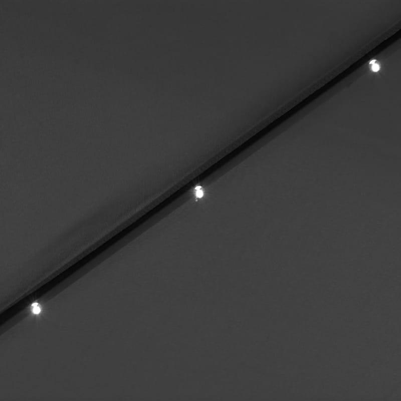 Aurinkovarjo LED-valot terästanko 300 cm antrasiitti - Antrasiitti - Puutarhakalusteet - Aurinkosuoja - Aurinkovarjo