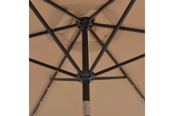 Aurinkovarjo LED-valot terästanko 300 cm harmaanruskea - Ruskea - Aurinkovarjo
