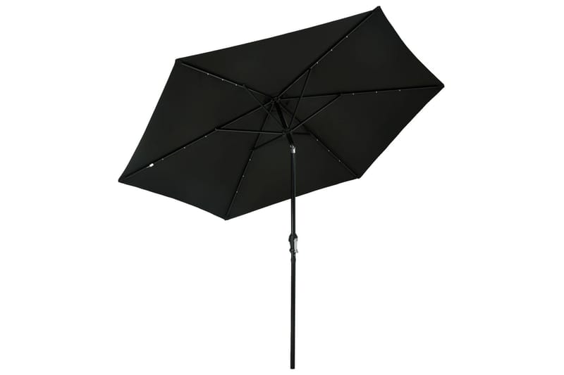 Aurinkovarjo LED-valot terästanko 300 cm musta - Musta - Puutarhakalusteet - Aurinkosuoja - Aurinkovarjo