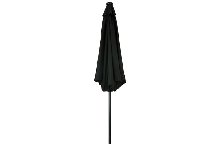 Aurinkovarjo LED-valot terästanko 300 cm musta - Musta - Aurinkovarjo