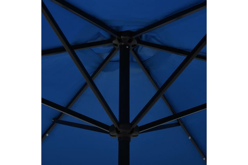 Aurinkovarjo LED-valot terästanko 300 cm taivaansininen - Sininen - Puutarhakalusteet - Aurinkosuoja - Aurinkovarjo
