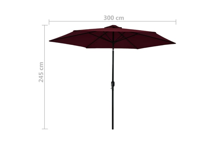 Aurinkovarjo metallitangolla 300 cm - Viininpunainen - Aurinkovarjo