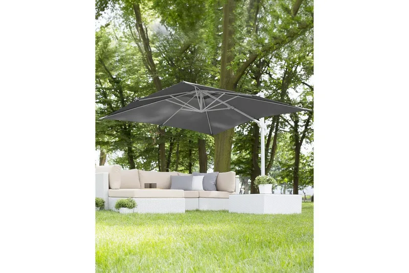 Aurinkovarjo Monza - Harmaa, valkoinen - Puutarhakalusteet - Aurinkosuoja - Aurinkovarjo - Riippuva aurinkovarjo