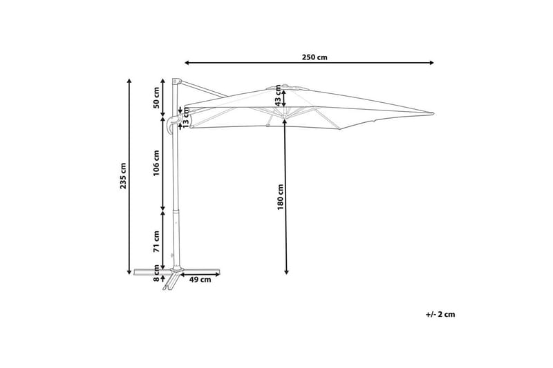 Aurinkovarjo Monza - Harmaa, valkoinen - Puutarhakalusteet - Aurinkosuoja - Aurinkovarjo - Riippuva aurinkovarjo
