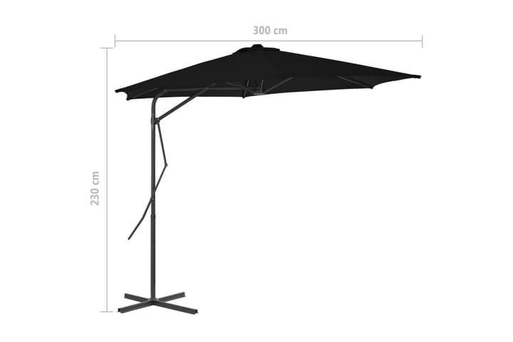 Aurinkovarjo terästangolla musta 300x230 cm - Aurinkovarjo