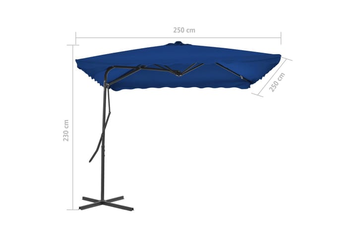 Aurinkovarjo terästangolla sininen 250x250x230 cm - Sininen - Aurinkovarjo