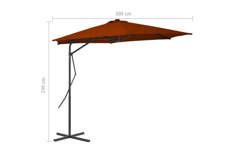 Aurinkovarjo terästangolla terrakotta 300x230 cm - Puutarhakalusteet - Aurinkosuoja - Aurinkovarjo