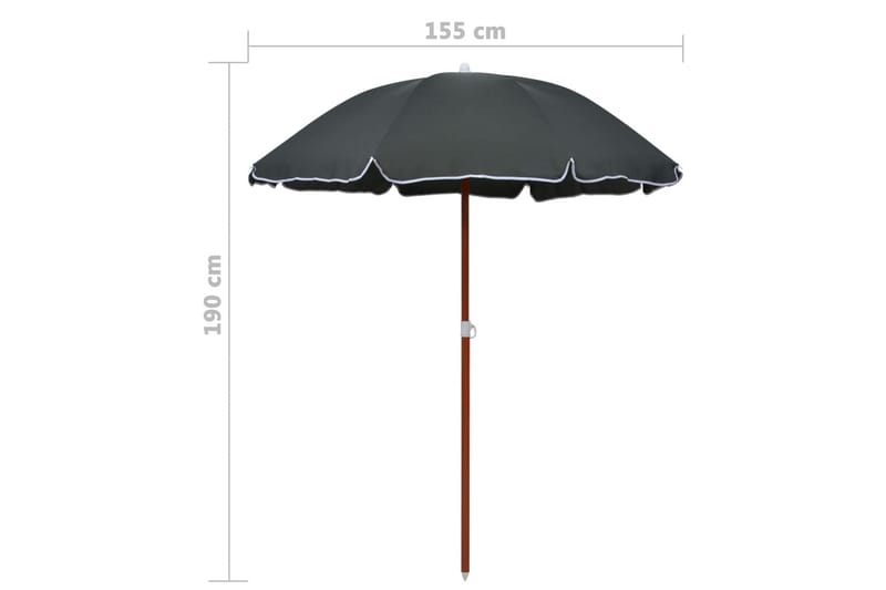 Aurinkovarjo terästanko 180 cm antrasiitti - Antrasiitti - Puutarhakalusteet - Aurinkosuoja - Aurinkovarjo