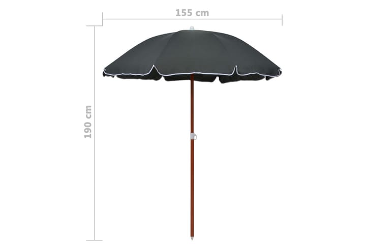 Aurinkovarjo terästanko 180 cm antrasiitti - Antrasiitti - Aurinkovarjo