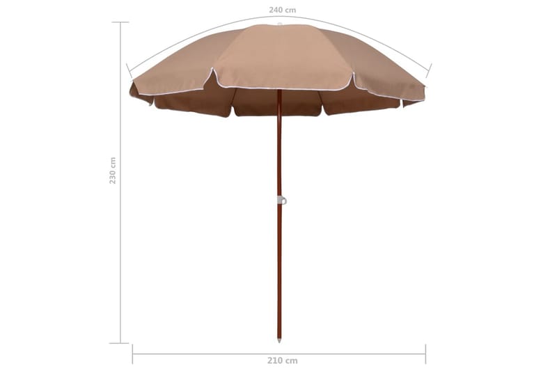 Aurinkovarjo terästanko 240 cm ruskeanharmaa - Ruskea - Puutarhakalusteet - Aurinkosuoja - Aurinkovarjo