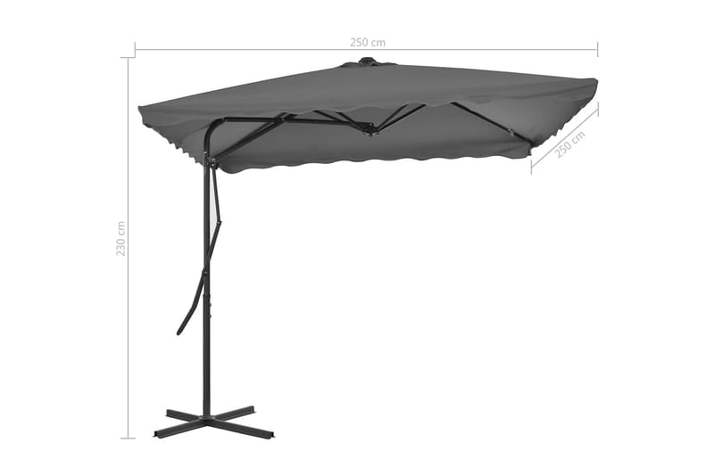 Aurinkovarjo terästanko 250x250 cm antrasiitti - Antrasiitti - Puutarhakalusteet - Aurinkosuoja - Aurinkovarjo