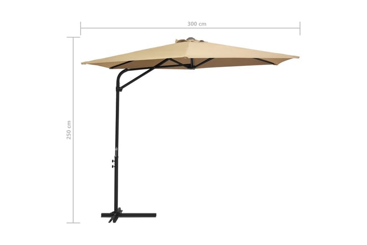 Aurinkovarjo terästanko 300 cm harmaanruskea - Ruskea - Aurinkovarjo