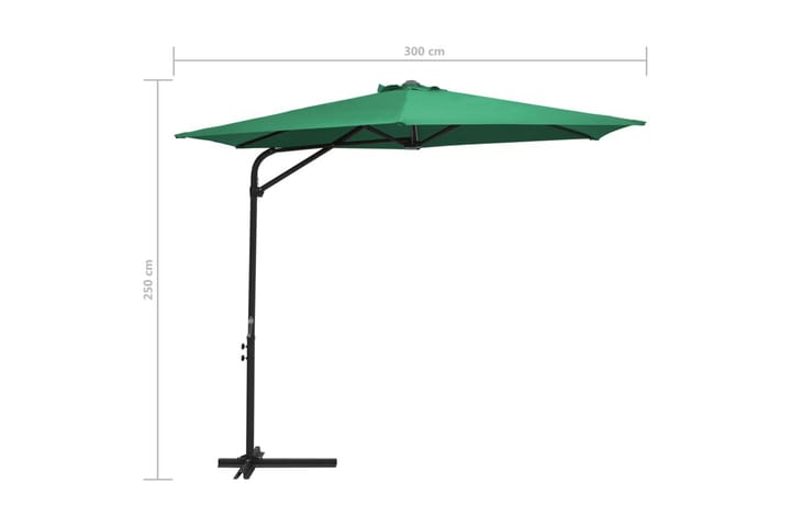 Aurinkovarjo terästanko 300 cm vihreä - Vihreä - Aurinkovarjo