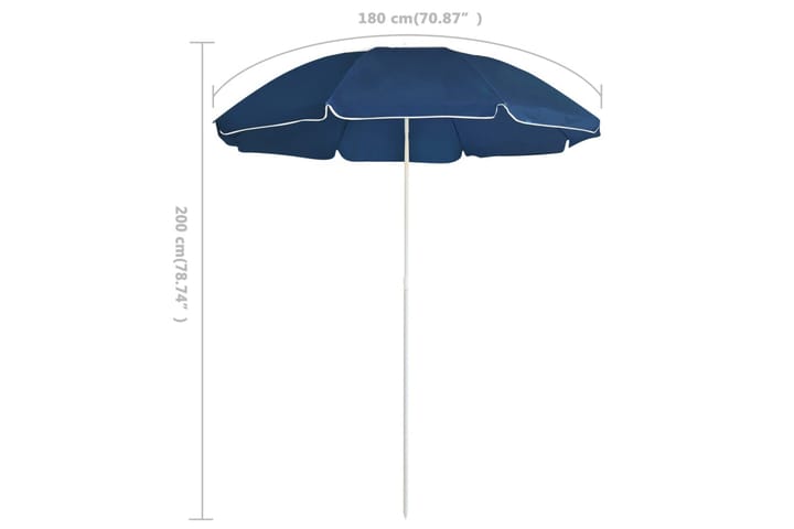 Aurinkovarjo terästanko sininen 180 cm - Sininen - Aurinkovarjo