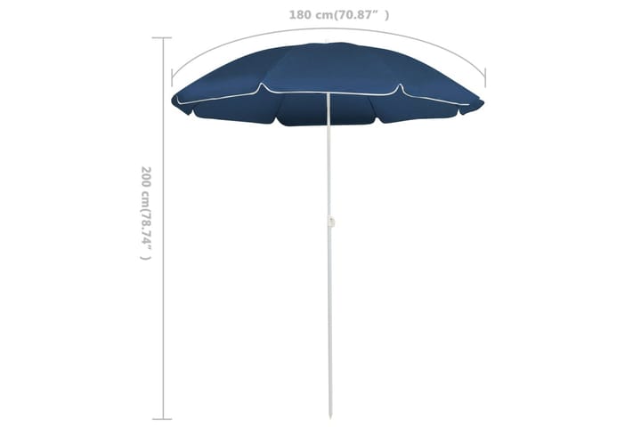 Aurinkovarjo terästanko sininen 180 cm - Aurinkovarjo