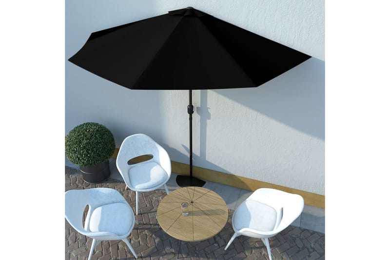 Aurinkovarjo ulkotiloihin alumiinitanko musta 300x150x253cm - Musta - Puutarhakalusteet - Aurinkosuoja - Aurinkovarjo - Parvekevarjo