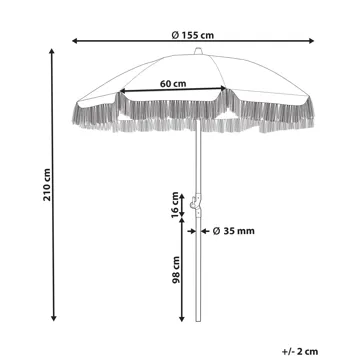 Aurinkovarjo ulos 155 cm Mondello - valkoinen/musta - Puutarhakalusteet - Aurinkosuoja - Aurinkovarjo - Rantavarjo