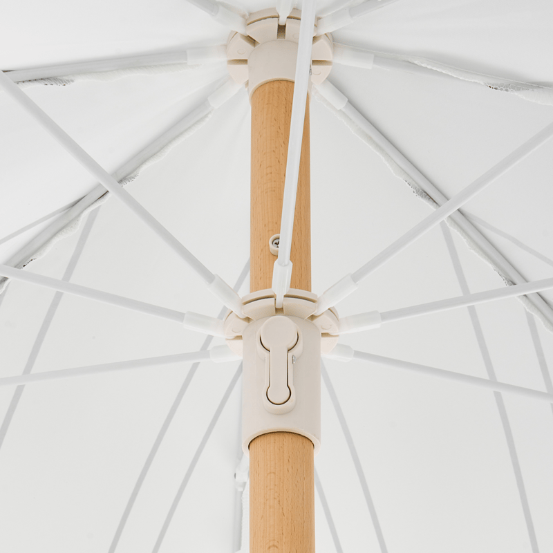 Aurinkovarjo ulos 155 cm Mondello - valkoinen/musta - Puutarhakalusteet - Aurinkosuoja - Aurinkovarjo - Rantavarjo