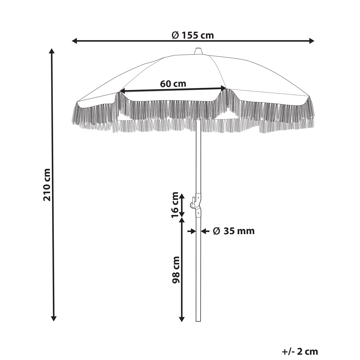 Aurinkovarjo ulos 155 cm Mondello - valkoinen/oranssi - Puutarhakalusteet - Aurinkosuoja - Aurinkovarjo - Rantavarjo