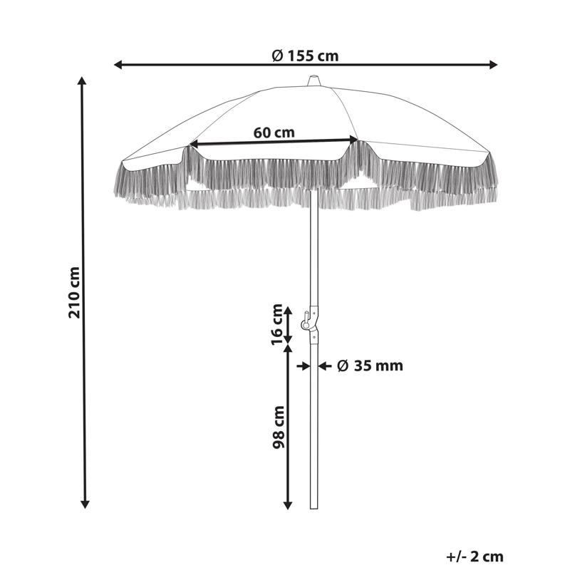 Aurinkovarjo ulos 155 cm Mondello - valkoinen/oranssi - Puutarhakalusteet - Aurinkosuoja - Aurinkovarjo - Rantavarjo