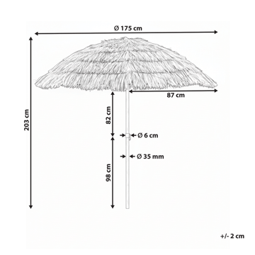Aurinkovarjo ulos 175 cm Civetta - luonnollinen/ruskea - Puutarhakalusteet - Aurinkosuoja - Aurinkovarjo - Parvekevarjo