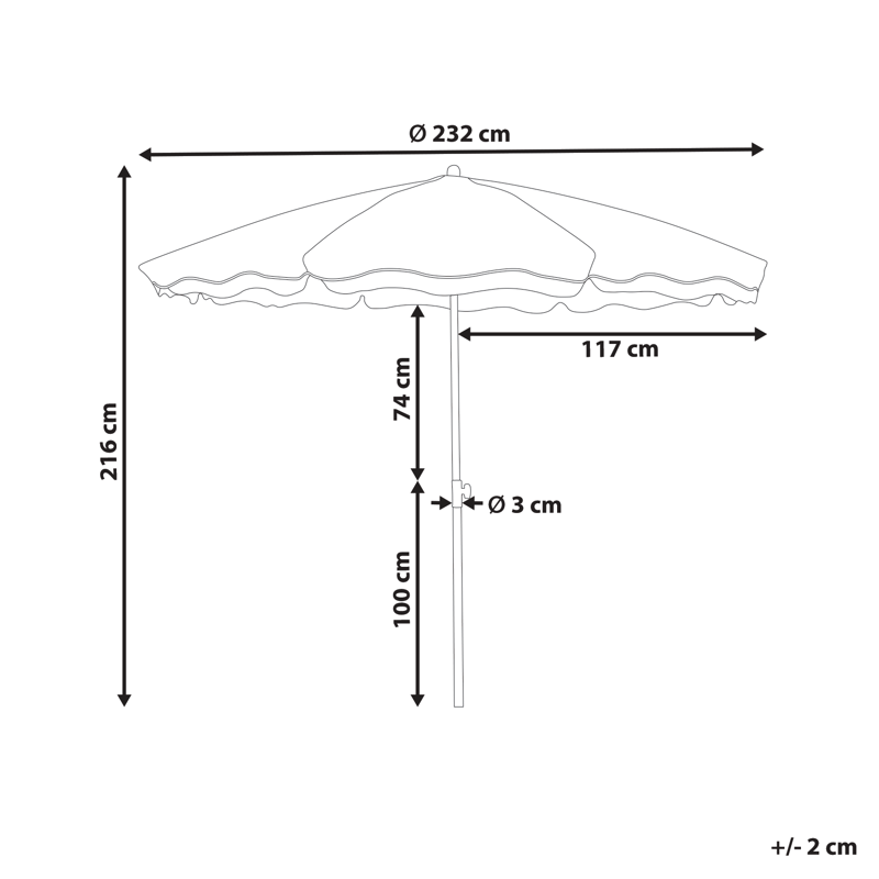 Aurinkovarjo ulos 232 cm Sestriere - beige/valkoinen/ruskea - Puutarhakalusteet - Aurinkosuoja - Aurinkovarjo - Parvekevarjo