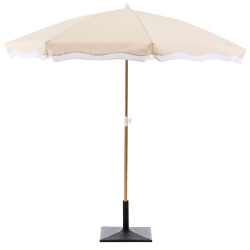 Aurinkovarjo ulos 232 cm Sestriere - beige/valkoinen/ruskea - Puutarhakalusteet - Aurinkosuoja - Aurinkovarjo - Parvekevarjo