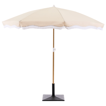 Aurinkovarjo ulos 232 cm Sestriere - beige/valkoinen/ruskea - Puutarhakalusteet - Aurinkosuoja - Aurinkovarjo - Parvekevarjo