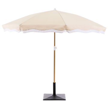 Aurinkovarjo ulos 232 cm Sestriere - beige/valkoinen/ruskea - Puutarhakalusteet - Aurinkosuoja - Aurinkovarjo - Parvekevarjo