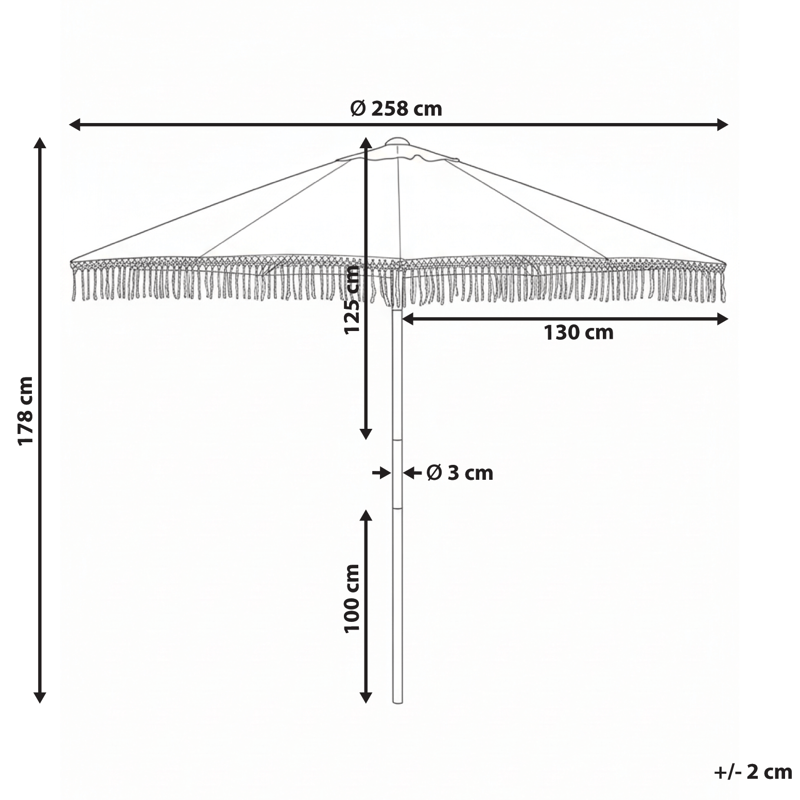 Aurinkovarjo ulos 258 cm Murasa - valkoinen/ruskea - Puutarhakalusteet - Aurinkosuoja - Aurinkovarjo - Parvekevarjo